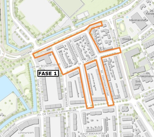Plattegrond van het plangebied herstructurering wijken Centrum en West.